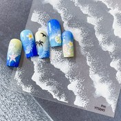 Resim 1 Adet Yazlık Okyanus Dalgası Tırnak Stickerları - Fransız Manikürü Deniz Manzaralı, Yıldızlı - Parlak Bitiş, Pastel Mavi, Sarı, Beyaz, Yeşil - Kolay Uygulama için Önceden Kesilmiş - Uzun Süreli Salon Kalitesi Evde Kullanım İçin - Kadınlar için Yeniden Kullanılabilir Tırnak Dekorasyonları, Plaj Partileri, Tatiller, Önceden Kesilmiş Tasarımlar, Dayanıklı Çıkartmalar, Basınçlı Tırnaklar, Tatil Gereçleri 