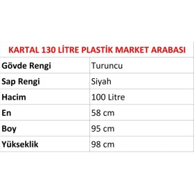Resim Marketix Kartal Plastik Market Alışveriş Arabası 130 Litre Turuncu 