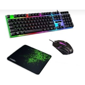 Resim YK Design 3in1 Oyuncu Klavye Mouse Mause Pad Seti Kablolu Rgb Aydınlatmalı Set Gamer Pc Oyun Seti 