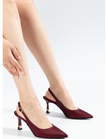 Resim Suins Hope Model Kadın Stiletto Parlak Saten Ayakkabı Bordo 