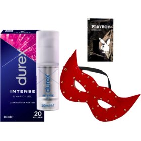 Resim Durex Intense Kadın Uyarıcılı Jel + Kırmızı Deri Göz Maskesi + Hediye 