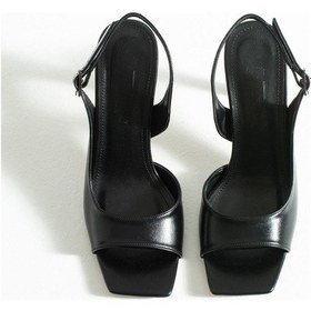 Resim Kadın Siyah Metalik İnce Topuklu Sandalet Siyah Metalik 