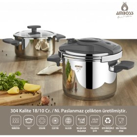 Resim Amboss Enio Matik 4 Parça Paslanmaz Çelik Düdüklü Tencere Seti 4lt+6lt - ENİ 8699 