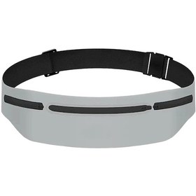 Resim Konesam Lycra Su Geçirmez Spor Bel Çantası - 3 Bölmeli, 7.5" Telefon Uyumlu, Işık Yansıtıcı, 55-120cm Ayarlanabilir Kemer - Koşu, Bisiklet, Kamp İçin Gri Gri 