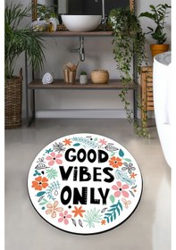 Resim FLOWER IN THE GARDEN DJT ÇAP 140X140 CM Banyo Halısı Banyo Paspası Çok Renkli 