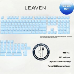 Resim Leaven Mekanik Klavye Keycap -136 Tuşlu Dalgalı Mavi Tuş Takımı 