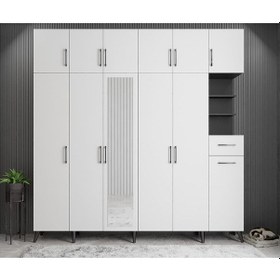 Resim Açelya Portmanto Vestiyer Füme Beyaz M9-270 cm 