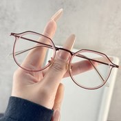 Resim 1 adet Şık Retro Oval Unisex Moda Gözlük - Şeffaf Lens, Minimalist Siyah Çerçeve, Pembe ve Gri Seçenekler - Şık Fotoğraf Çekimleri ve Günlük Kullanım için Mükemmel, Şık Fotoğraf Çekimleri, Minimalist Tasarım, Dayanıklı Gözlükler 