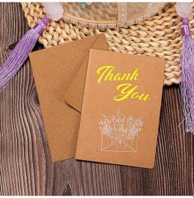Resim Zarflı 10 Adet Retro İçi Boş Kraft Nimet Kartı Teşekkür Ederim 