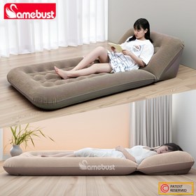 Resim Camebust Şişme Flocking Koltuk | Ayarlanabilir Tek Kişilik Katlanabilir Airbed Yatak, Taşınabilir & Katlanabilir, Kahverengi Kumaş, Ev veya Dış Mekan Rahatlama için İdeal, Konforlu Uyku için Ayarlanabilir Sırt Desteği, Elektriksiz, PVC Malzeme. 