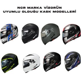 Resim NCR Çene Açılır Kask Siyah Vizör Camı 158 Standart 