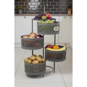 Resim Orvila Metal Sebzelik Tepsili Açılır Patates Soğan Meyvelik Sepeti Rafıantrasit Gri 
