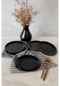 Resim Keramika Siyah Delta Pasta Tabağı 17 Cm 6 Adet 650 Siyah 