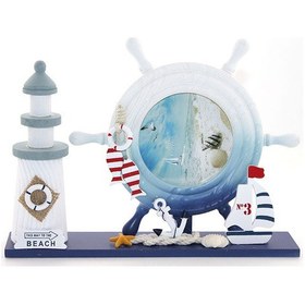 Resim Ahşap Marin Deniz Feneri Dümenli Çerceve Model 1 - 9006070428578do 