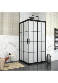 Resim Tekno Duş Black Vega 6mm Karolajlı Tam Kumlama Kare Duşakabin Beyaz 