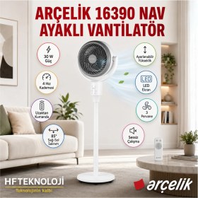 Resim Arçelik Uzaktan Kumandalı ,55 Watt Gücü ile 16390 Nav Ayaklı Vantilatör 