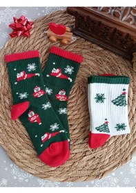 Resim Butik 2'li Noel-Yılbaşı Konsept Unisex Çocuk Çorap 