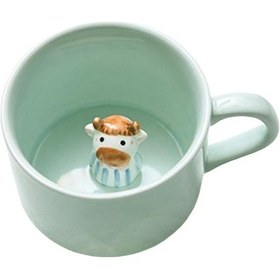 Resim Dinosaurs 3d Hayvan Figürlü Seramik Kahve Kupası - Mavi 