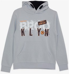 Resim Breeze Erkek Çocuk Yazı Baskılı Sweatshirt 9-16 Yaş, Buz Mavisi-buz Mavisi Buz Mavi 