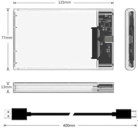 Resim 4389 2.5 Sata Type C Usb 3.1 Usb 3.0 Şeffaf Harici Ssd Hdd Hard Disk Kutusu 