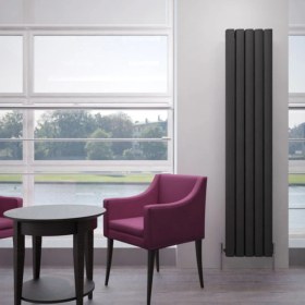 Resim Carisa Vesta Dikey Alüminyum Radyatör Modern Tasarım Siyah 180X37 cm 
