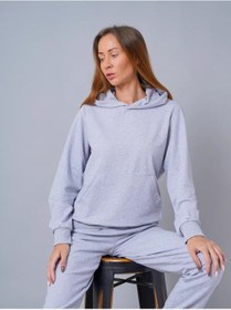 Resim Vavılon Room Büyük Beden Kapüşonlu Oversize Yazlık Sweatshirt 116148612 Gri 