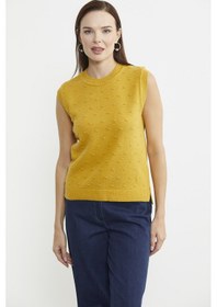 Resim Sementa Sıfır Yaka Yünlü Triko Süveter - Sarı Çok Renkli 