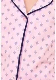 Resim kız çocuk kısa kollu düğmeli pijama takımı saray model pembe 