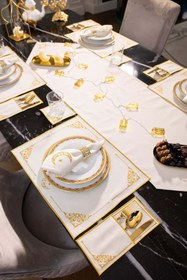 Resim OKRA HOME Safi Nakışlı 4 Kişilik Sofra Seti 