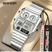 Resim Sunshine022 Sanda Erkek Termometreli Kronometre Çift Kadranlı Çelik Kordon Kol Saati 3192 Gümüş Diğer 