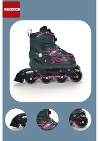 Resim Vadi Pembe Silikon Tekerli Ayarlanabilir Işıklı Paten S 31-34 Hp7128 Pembe - Siyah 