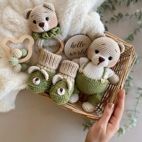Resim Amigurumi Tulumlu Ayıcık Oyuncağım Yeşil - Patik 