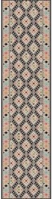 Resim Kaymaz Tabanlı Makinede Yıkanabilir Antik Kilim Desen Kesme Rulo Yolluk Ar557, Siyah, 80 X 430 