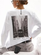 Resim Crazy Mary Print Kadınlar İçin Baskılı Oversize Uzun Kollu Üst 290734384 Beyaz 