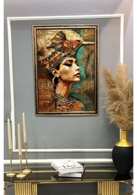 Resim Antik Mısır Desenli Dijital Baskılı Kadife Kumaş Çerçeveli Tablo Tbl0078 