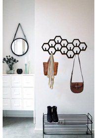 Resim Dekoratif Metal Duvar Kapı Askısı Elbise Çanta Çeket Askısı Geometrik model Siyah 