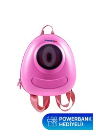 Resim Zampago Led Big Eyes Akıllı Çocuk Sırt Çantası Sert Kasa, Usb Şarj Girişli Pembe 
