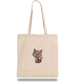 Resim Bez Çanta Gri Kedi Illüstrasyon Siyam Kedisi Kitten Puppy Bej 