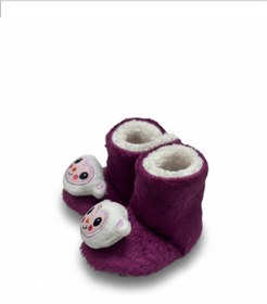 Resim balbeybi Mor Ayıcık Bebek & Çocuk Ev Botu | Sıcak Tutan Peluş Panduf, Yumuşak ve Esnek Tasarım 