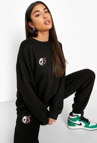 Resim LAND MODA Kadın Panda Baskılı Sweatshirt Alt Üst Eşofman Takımı 