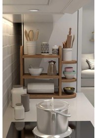 Resim Reyo Home Modern Peçetelikli Baharatlık Mutfak Rafı Atlantik Çam Diğer 