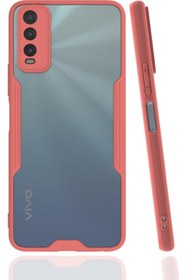 Resim vivo Y20 Kılıf Kamera Lens Korumalı Arkası Şeffaf Silikon Kapak - Pembe 