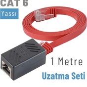 Resim IRENIS Cat6 Kablo 1 Metre Uzatma Seti, Yassı Ethernet Kablo Ve Ekleyici, 