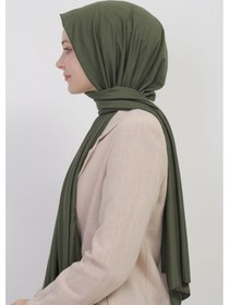 Resim Manolyaşal İslamic Hijab Tesettür Penye Şal - 70 X 180 / Haki Haki 