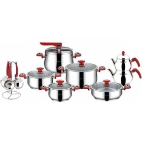 Resim Remetta Ricco Delüx 18 Parça Çelik Mutfak Seti Kırmızı 