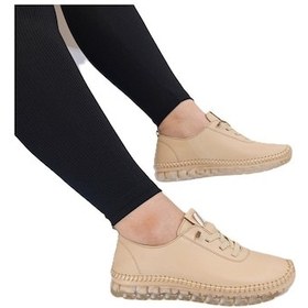 Resim Voyager 9050 Bej Hakiki Deri Şeffaf Taban Bayan Ayakkabı Bej 