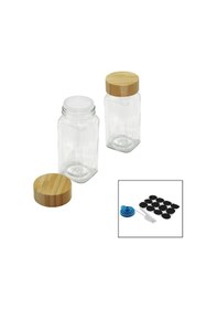 Resim 12 Pcs Takım Kare Cam Baharatlık - Tuzluk Bambu Kapaklı 5250 Diğer 