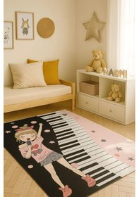 Resim Blghome Piyano Eğlenceli Çocuk Odası Halısı Pembe 
