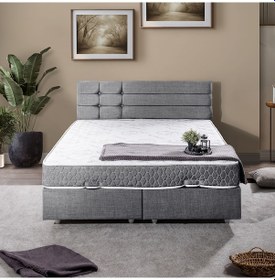 Resim Viyana Çift Kişilik Baza Başlık Letto Yatak Seti - Gri 140 x 190 