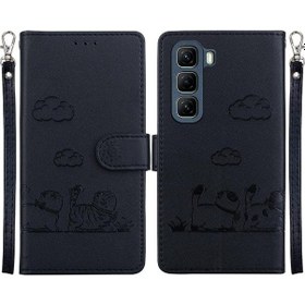 Resim Infinix Hot 50 4g İçin Flip Kılıf Kartlık Cüzdan Kickstand Rfıd Kart Yuvası Deri 